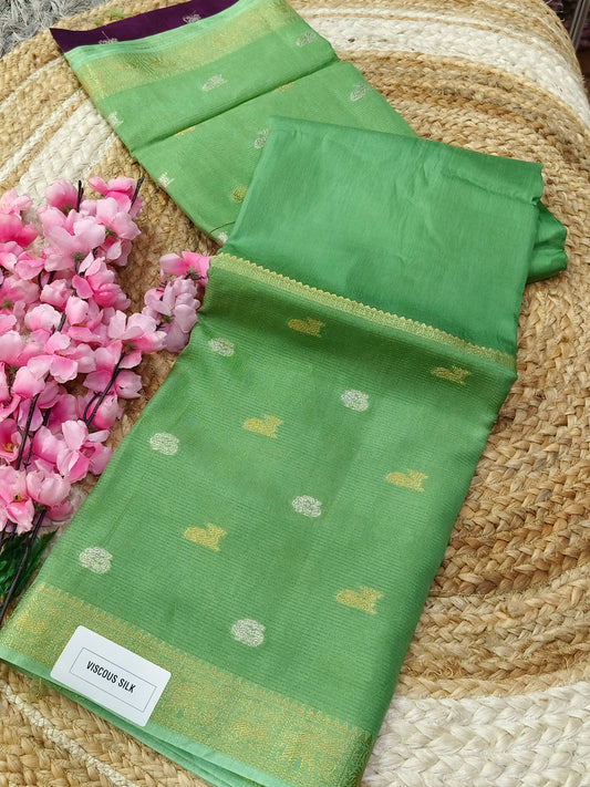 Pista green viscous silk saree