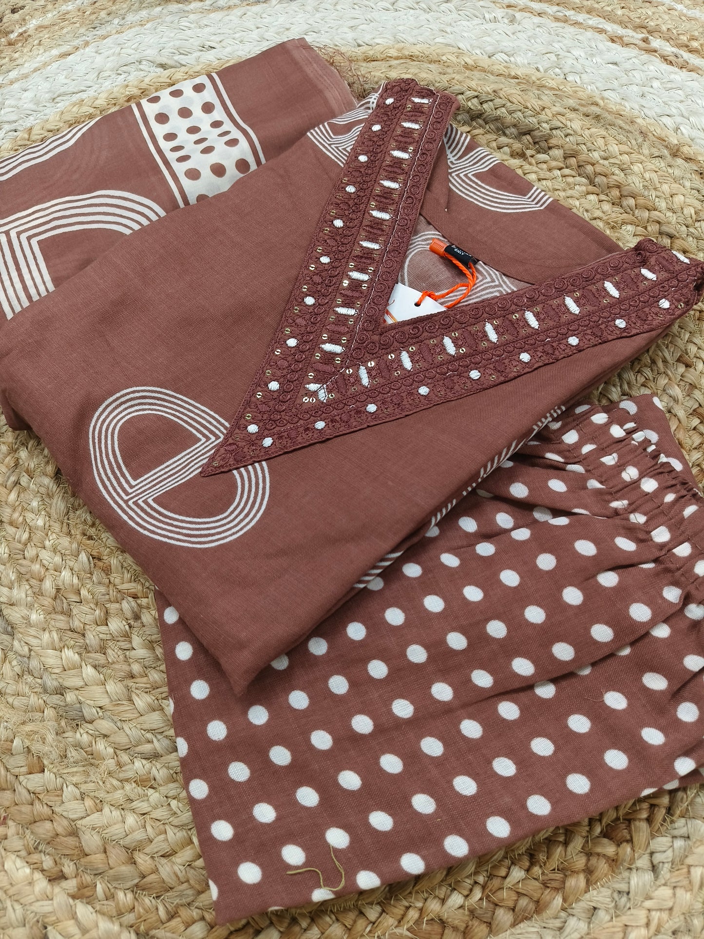 Brown  Cotton sets with duppatta