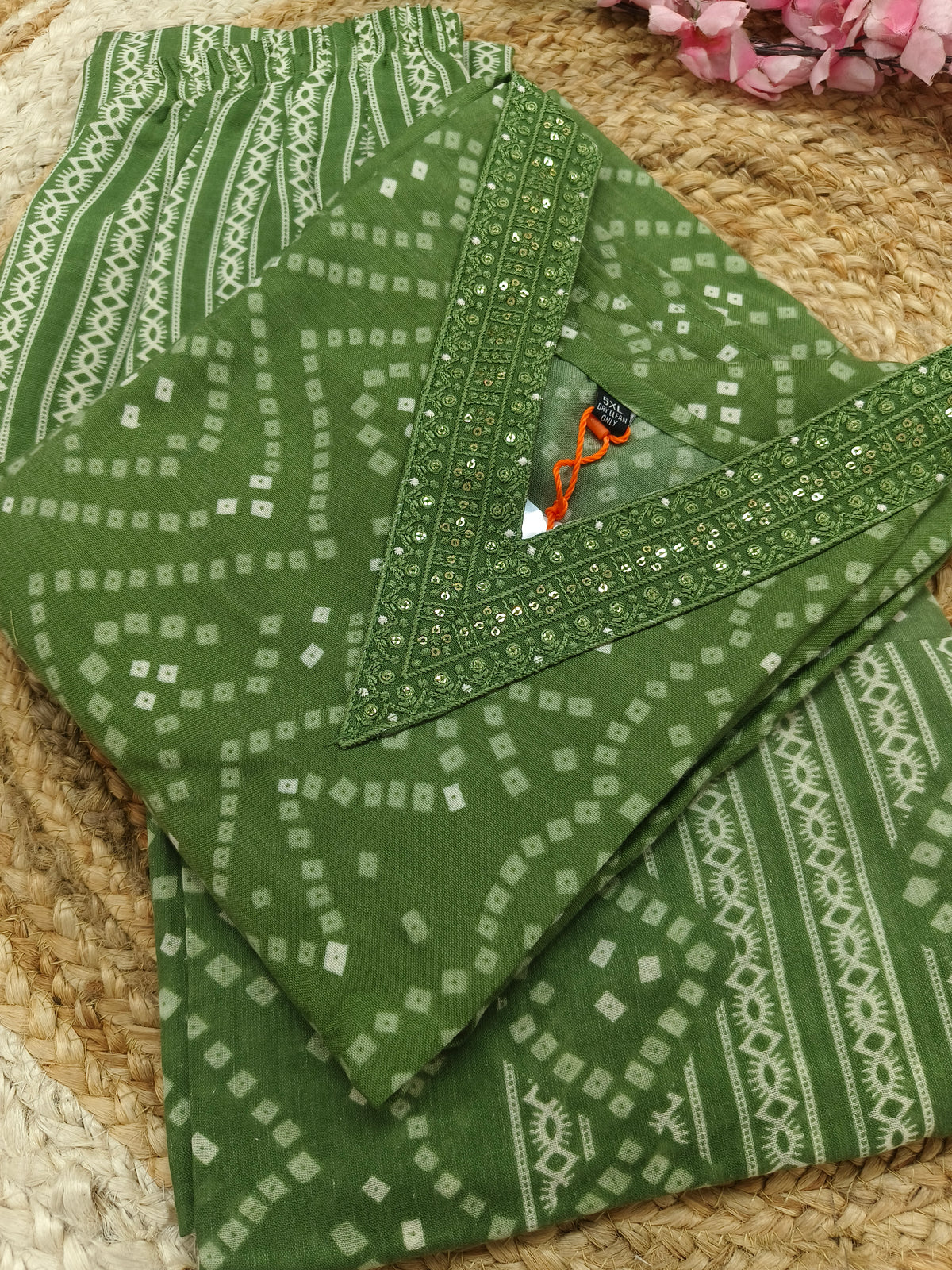 Green Cotton sets with duppatta
