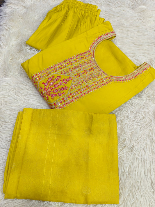 Yellow designer anarkali suit
