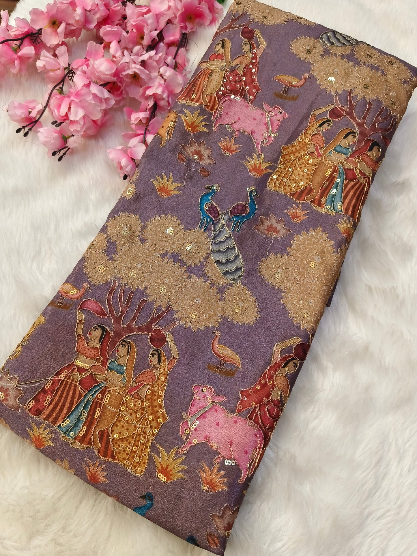 Muted Purple Silk blouse piece