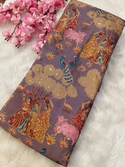 Muted Purple Silk blouse piece