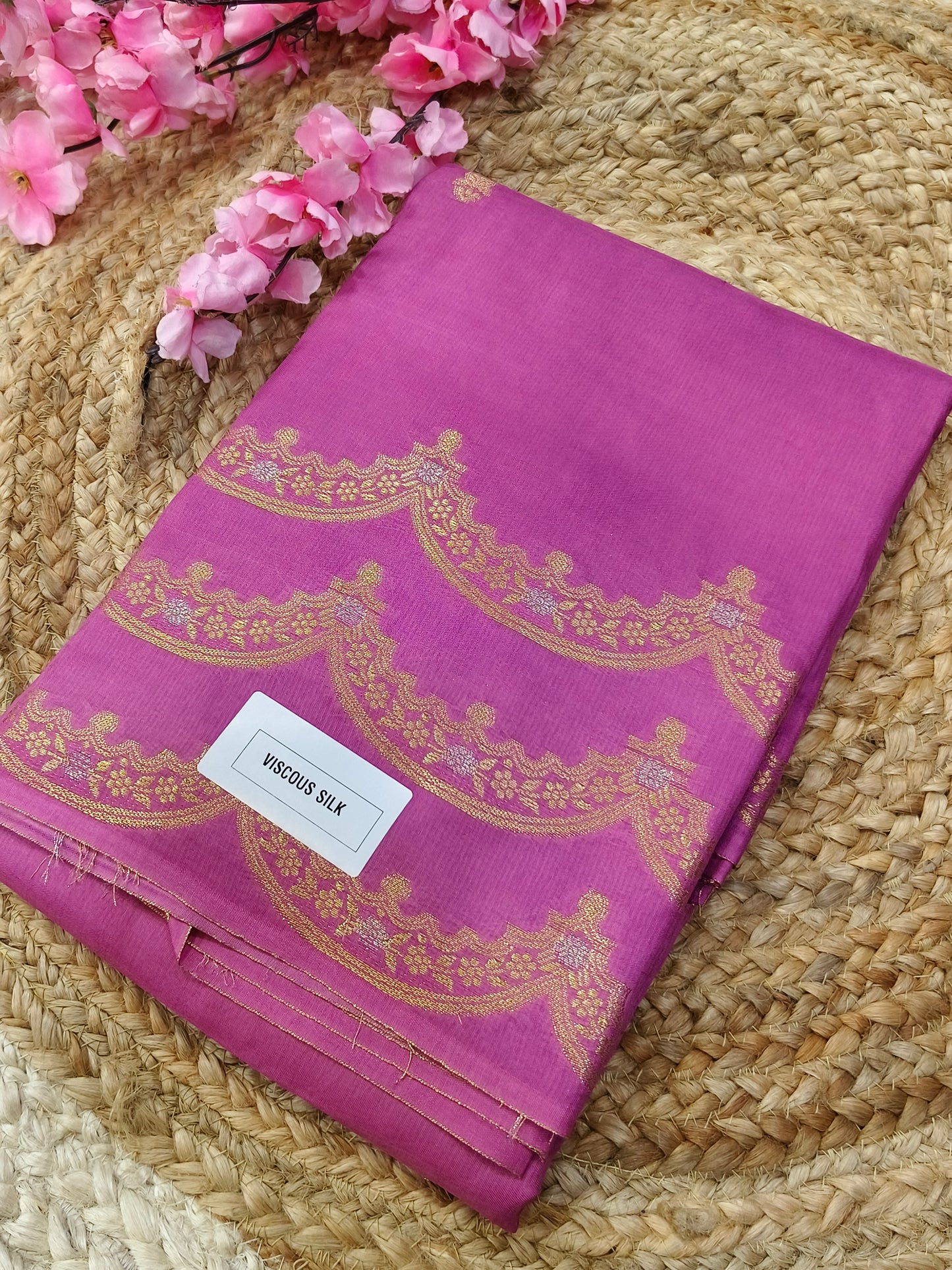 Louts Pink viscous silk saree