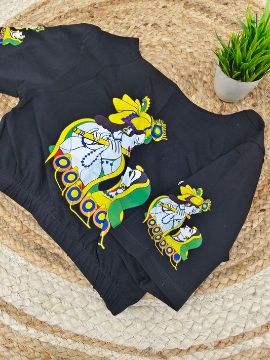 Black Stretchable blouse with unique printed design
