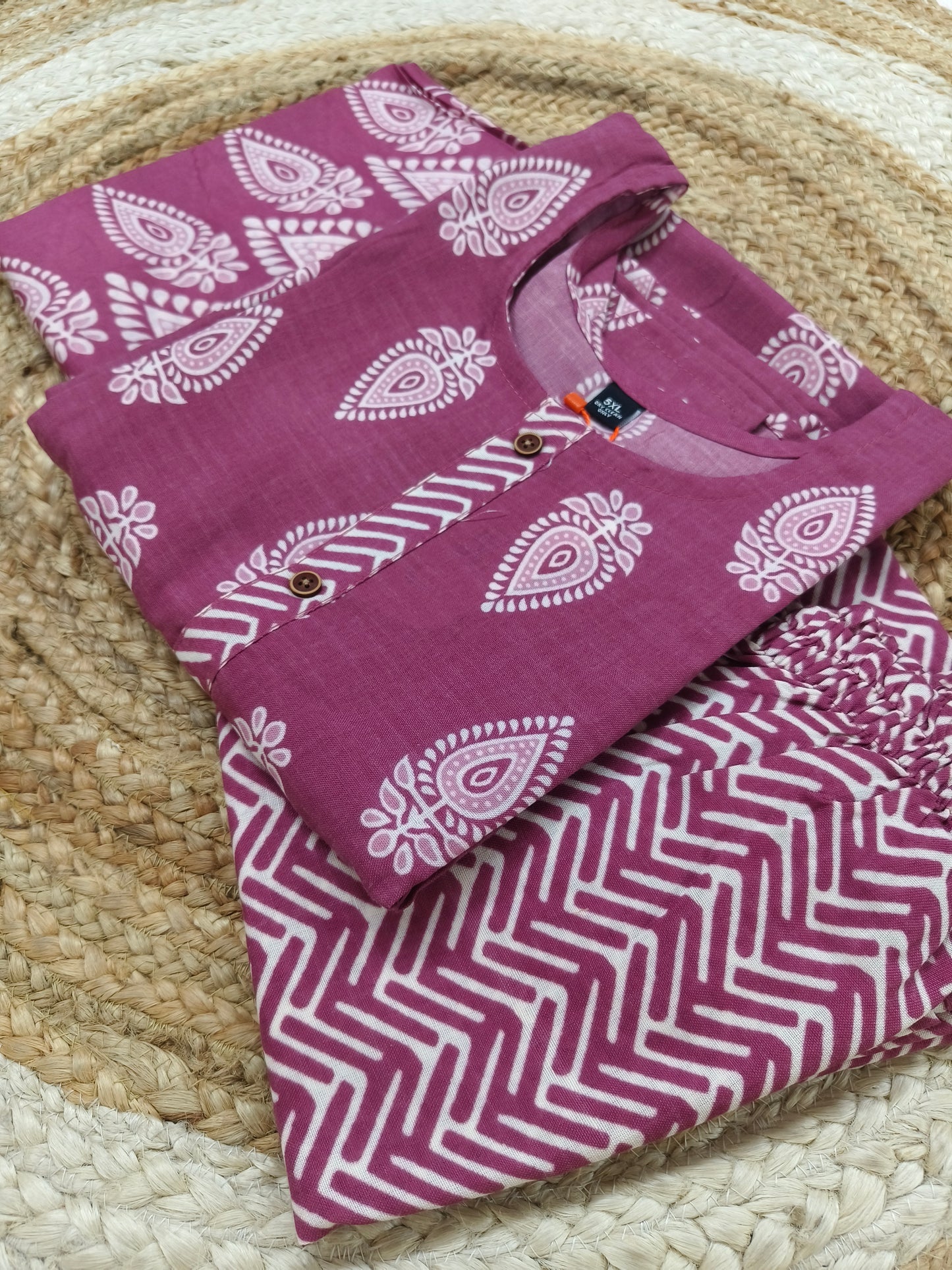 Dark Pink Cotton sets with duppatta