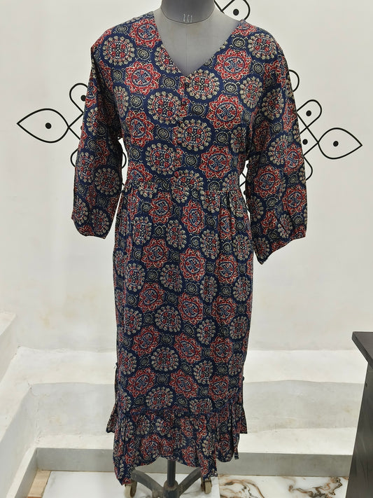 Navy Blue pure cotton Anarkali Top