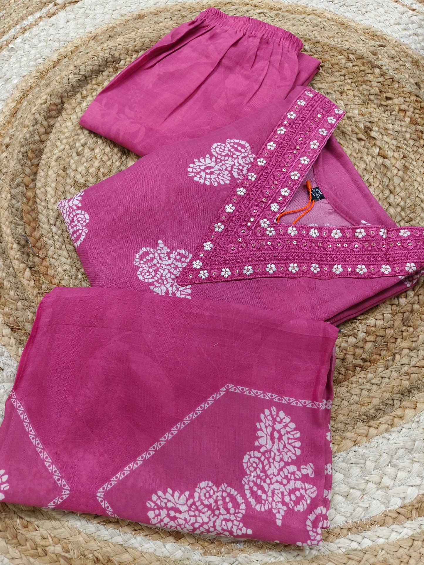 Pink Cotton sets with duppatta