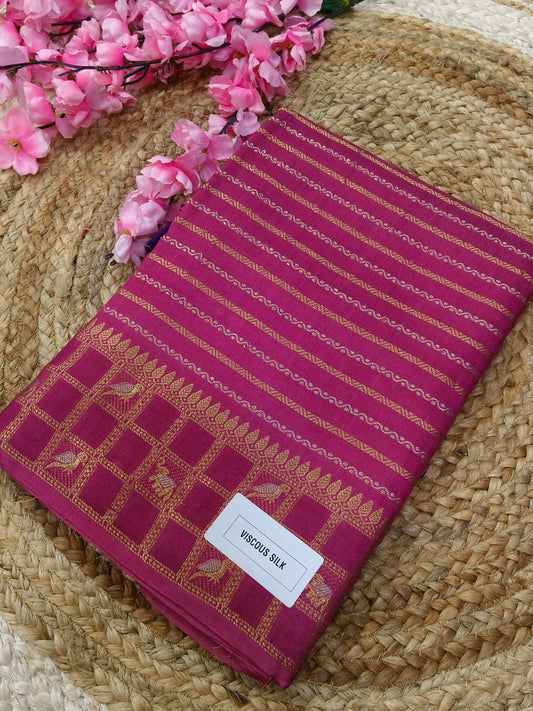 Light wine viscous silk saree