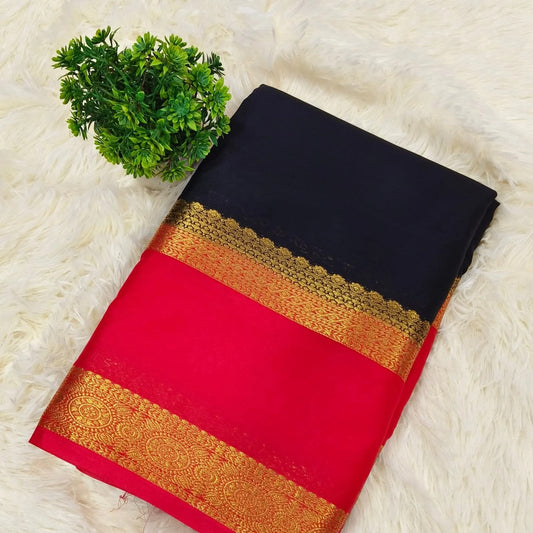 Black  SEMI MYSORE CREPE SILK
