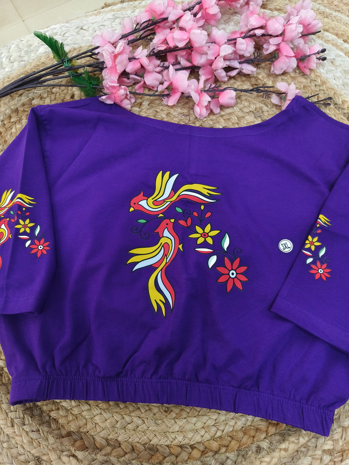 Purple Stretchable blouses printed design