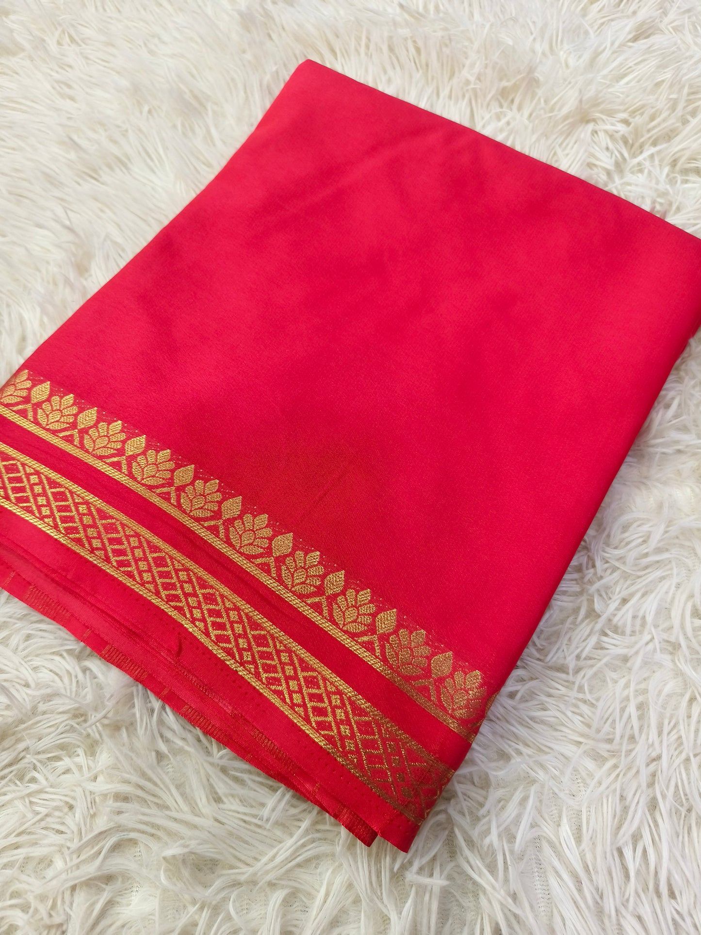 Kanakambra Pink  semi Mysore crepe silk