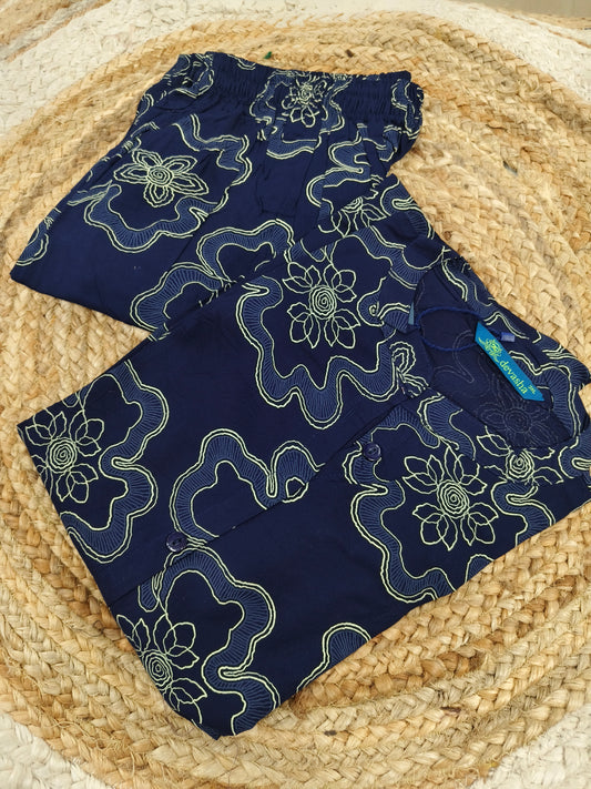 Navy blue rayon cord set