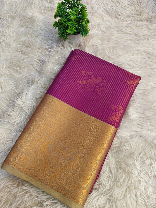 Wine semi Brocade silk saree