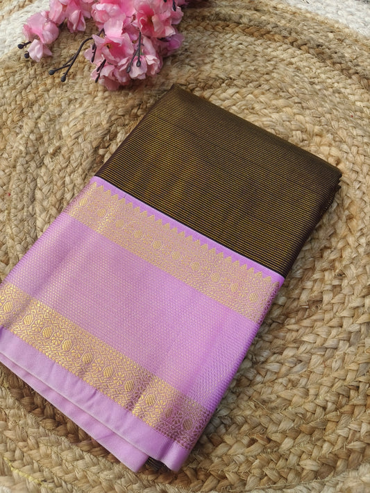 Brwon with Pink kanjivaram silk saree