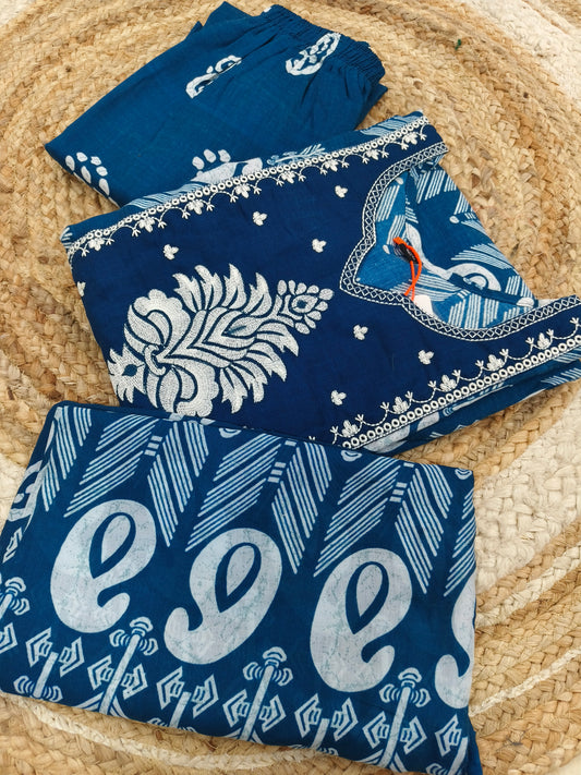 Blue cotton sets with duppata