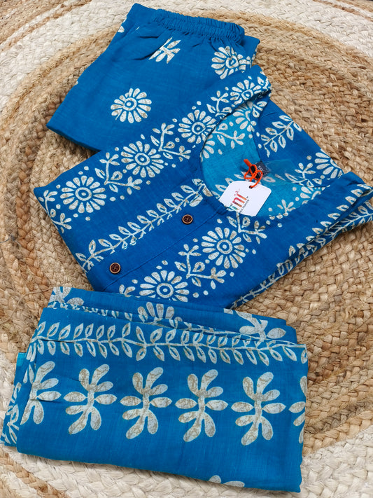 Blue Cotton sets with duppatta