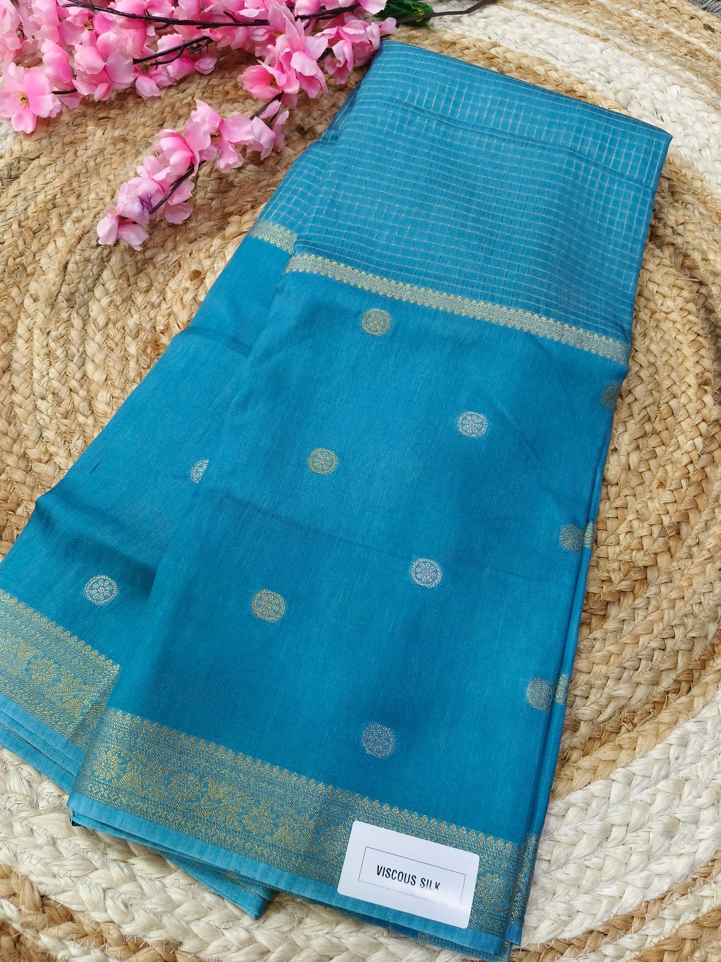 Sky Blue viscous silk saree