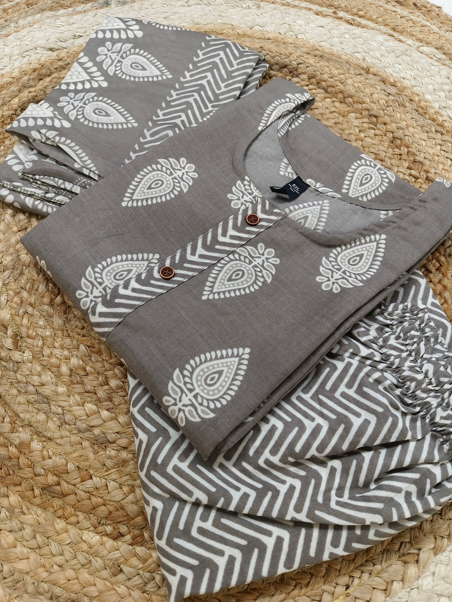 Grey Cotton sets with duppatta