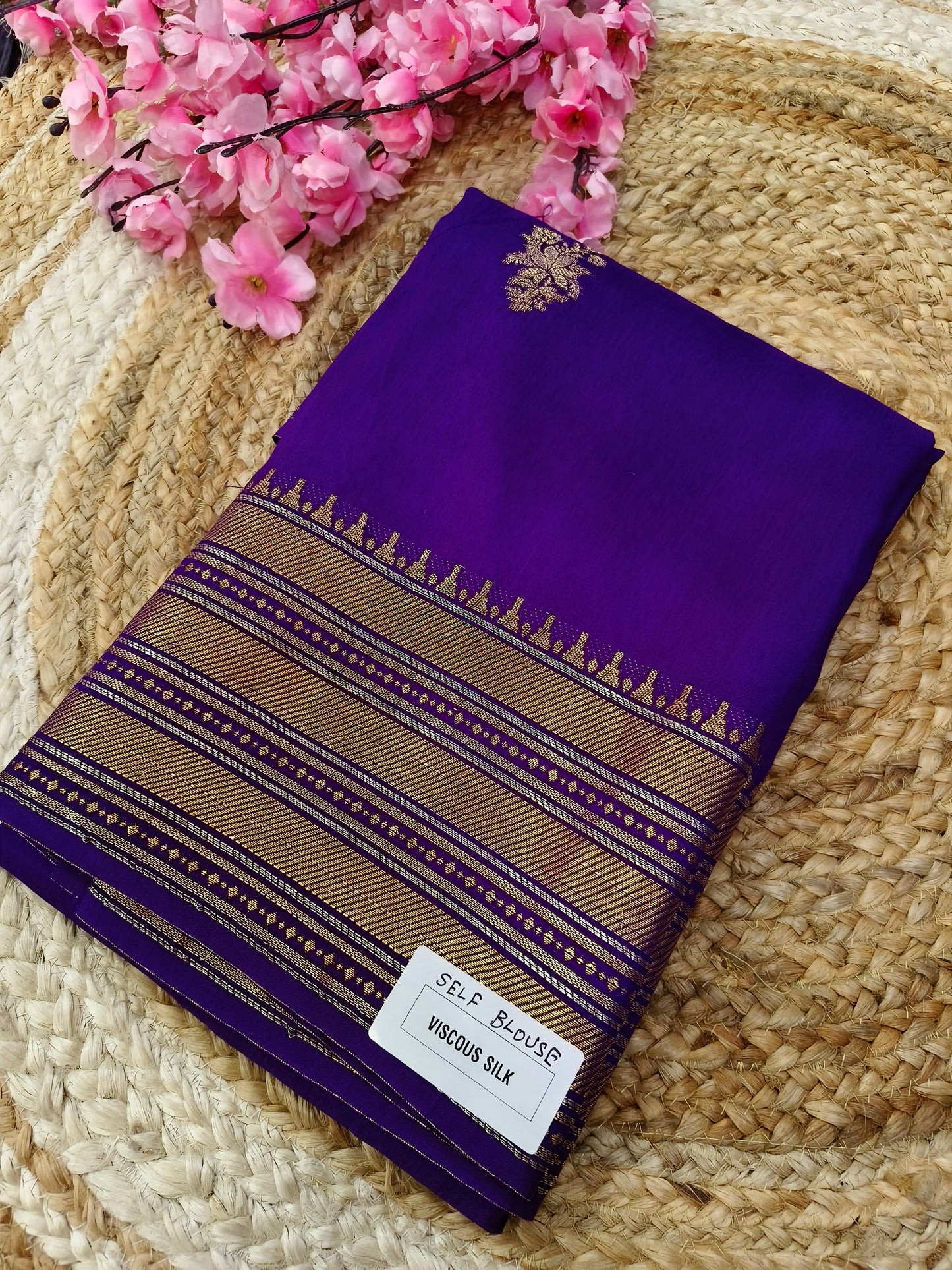 Purple viscous silk saree