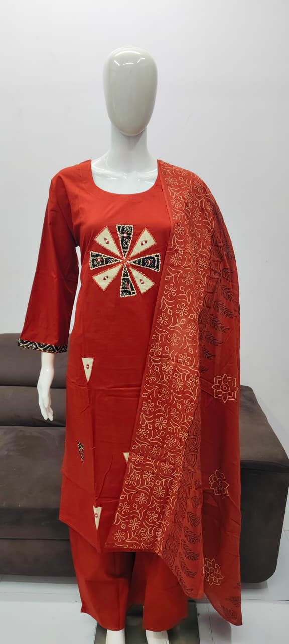 Orange Cotton salwar suit