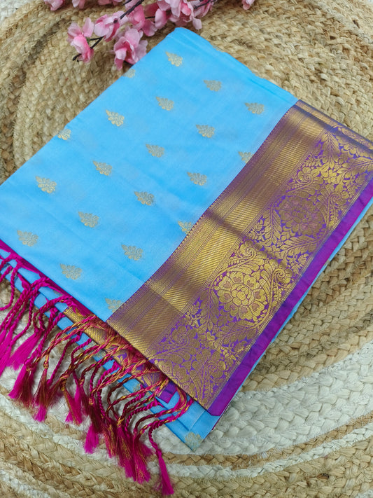 Sky Blue Elegant soft semi kanjivaram silk saree