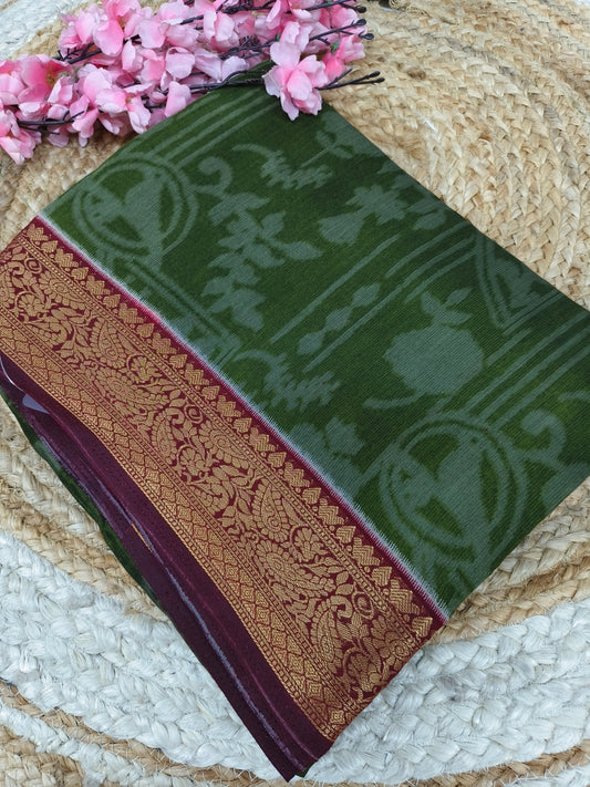 Green With Wine Elegant Viscose silk Saree
