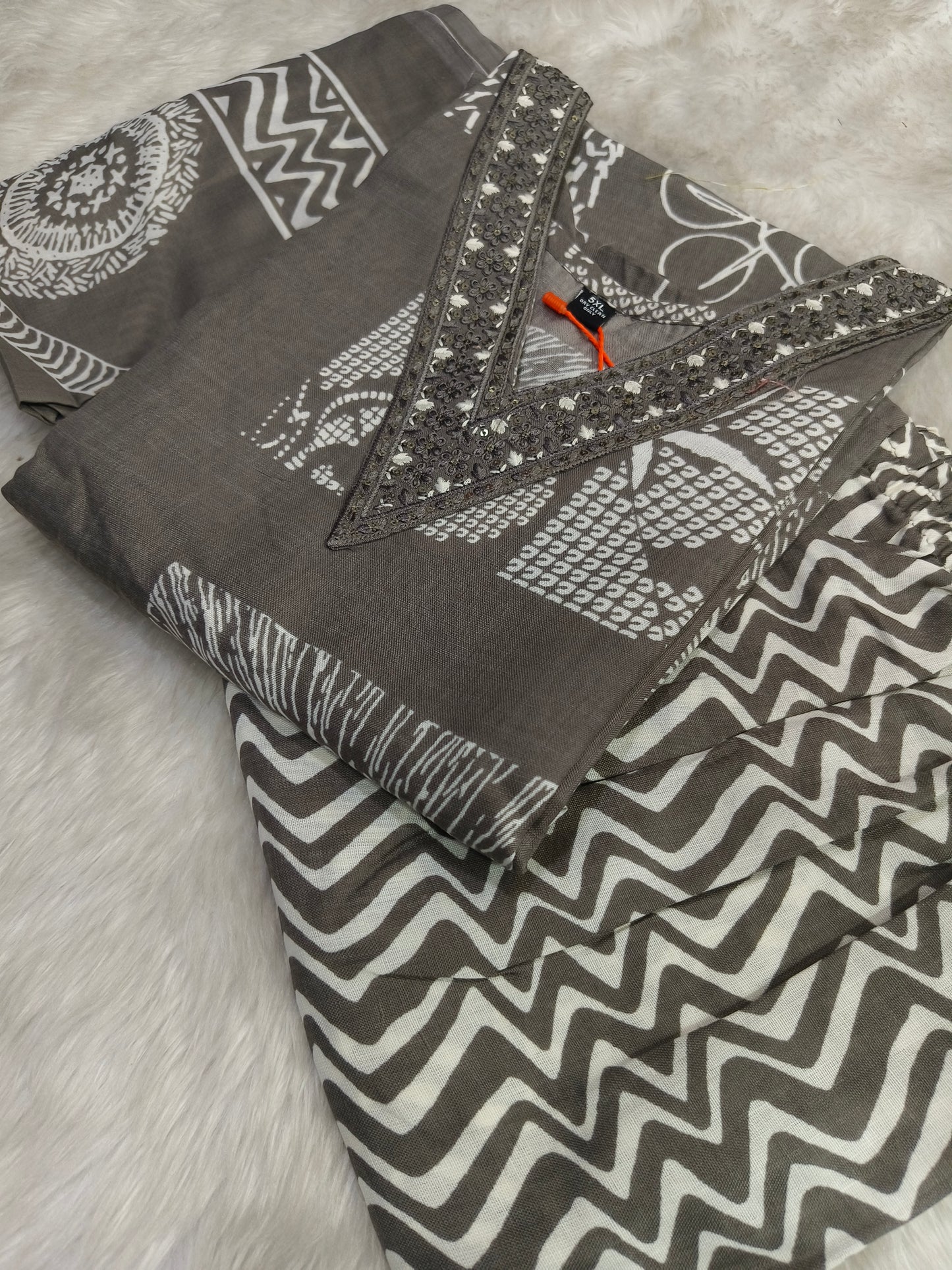 Grey Cotton sets with duppata