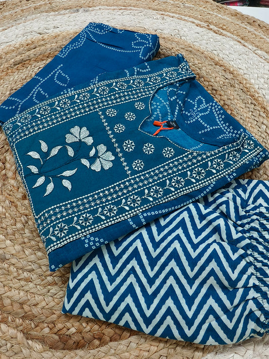Blue cotton sets with duppata