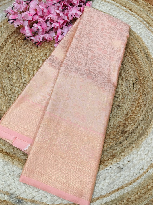 Peach Soft satin Silk saree