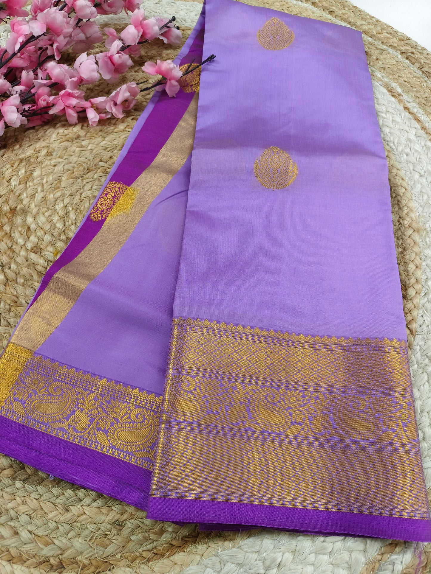 Lavender Semi kanchi silk saree