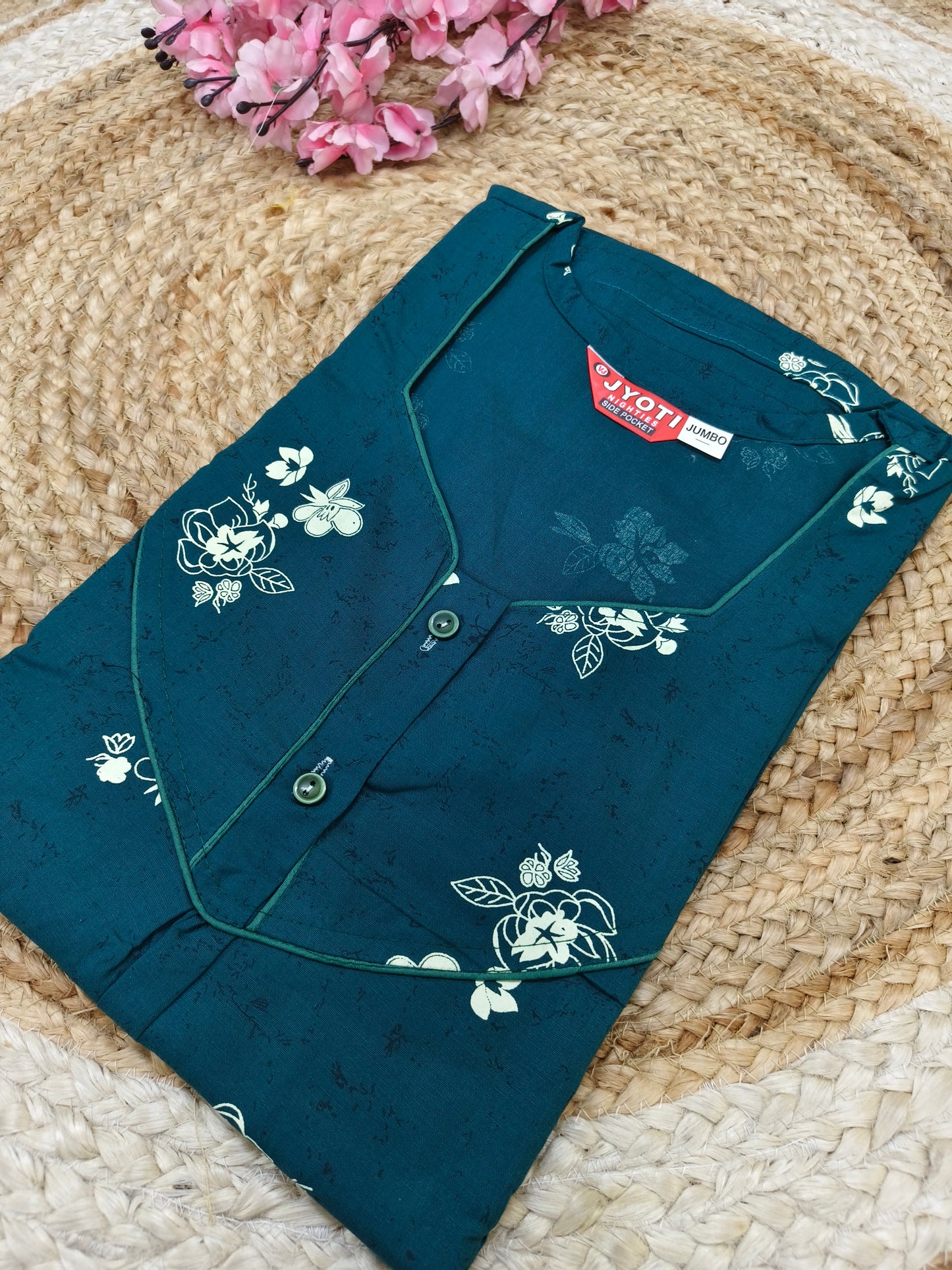 Peacock Blue pure cotton Nighty
