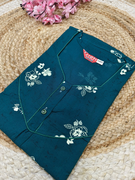 Peacock Blue pure cotton Nighty