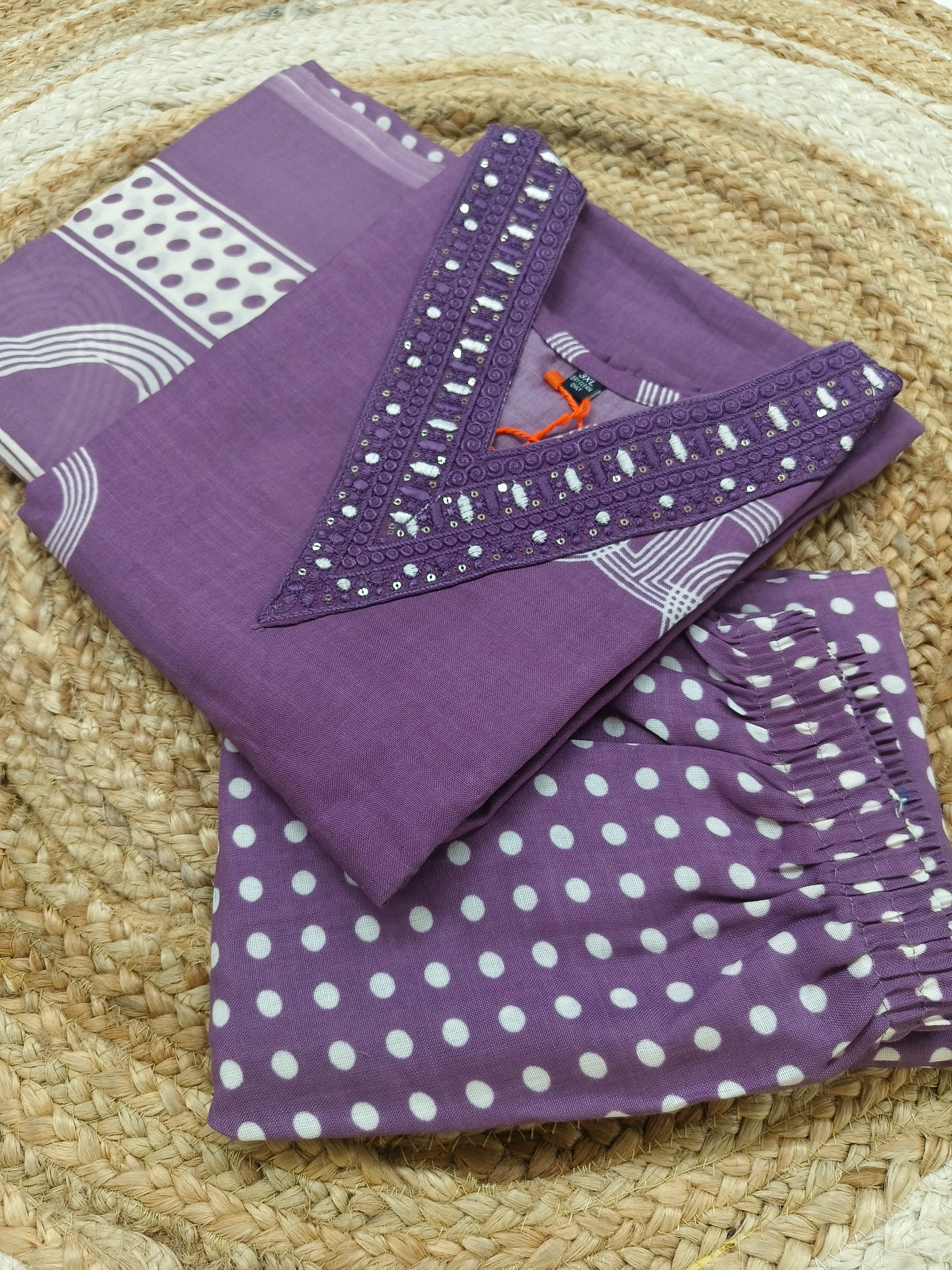 Purple Cotton sets with duppatta