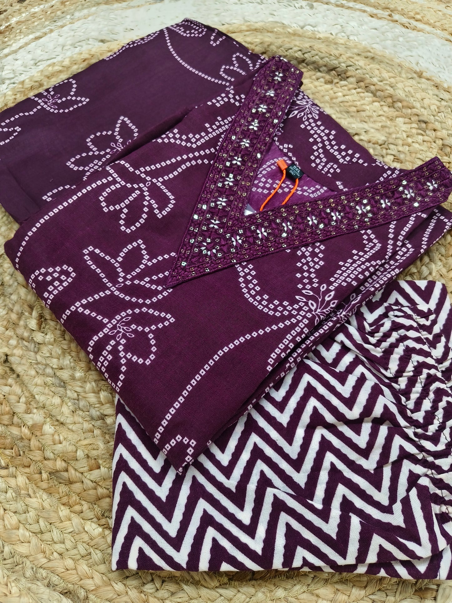 Wine Cotton sets with duppatta