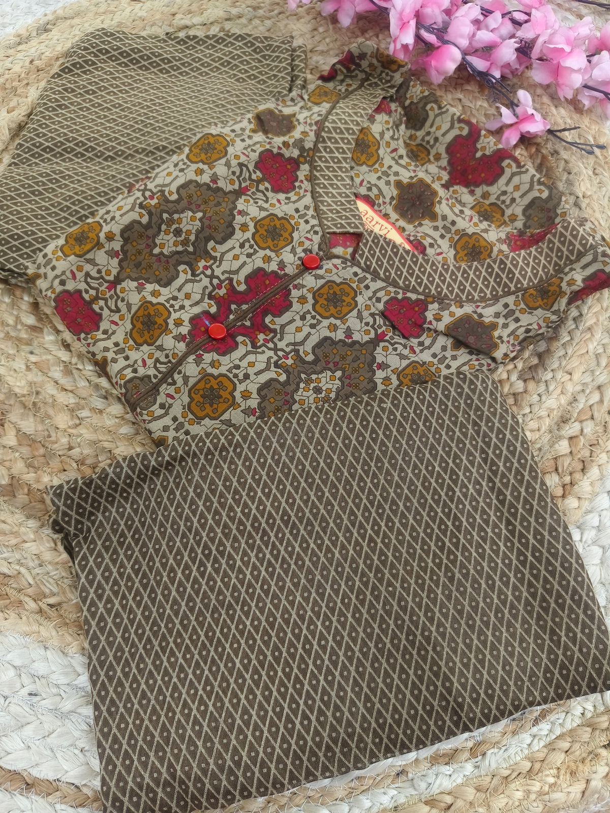 Light Brown Aarvi Pure Cotton Suit