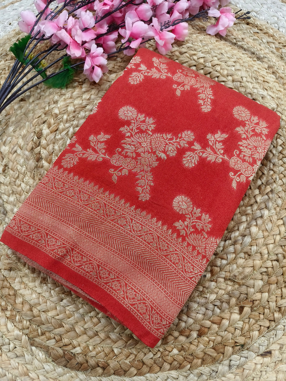Orange Georgette silk saree