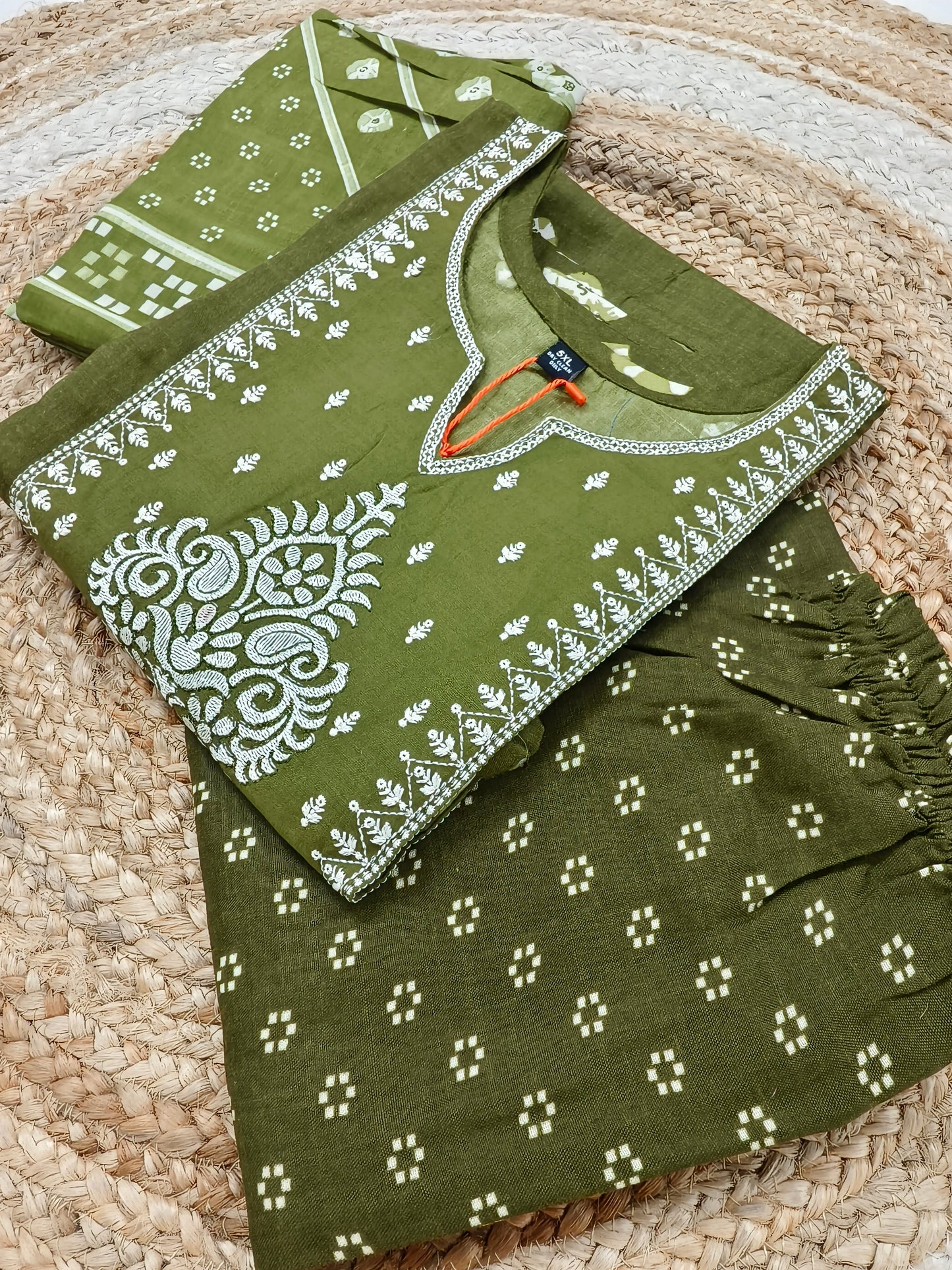 Green  cotton sets with duppata