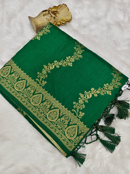 Bottle Green mulberry silk saree