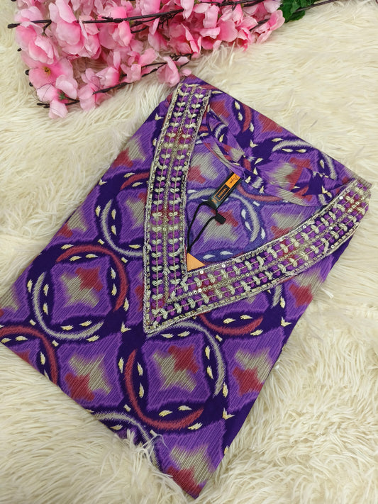 Purple Designer Rayon Kurti