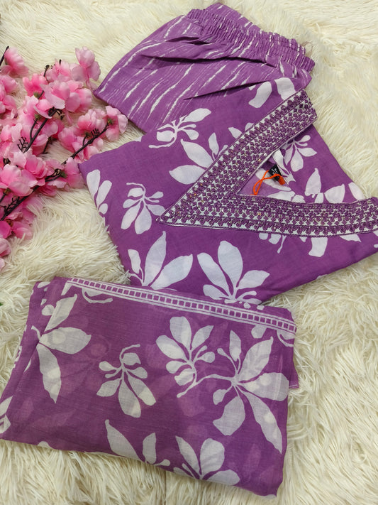 Pink Cotton sets with duppata