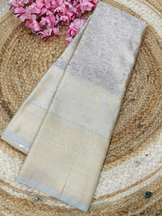 Grey Soft satin Silk saree