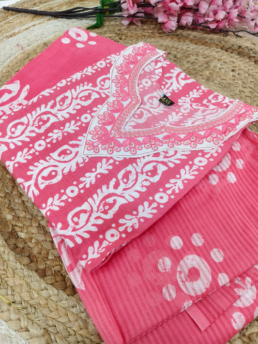 Baby Pink Cotton sets with duppatta