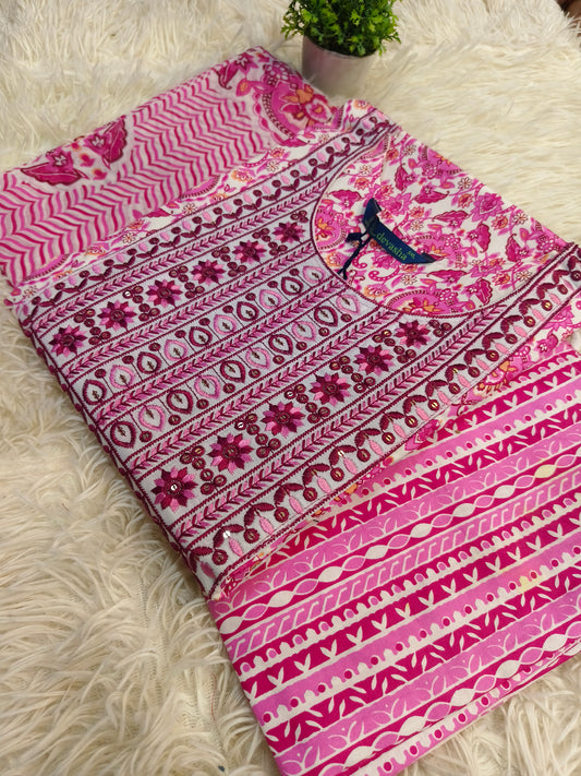 Pink cotton sets with duppata