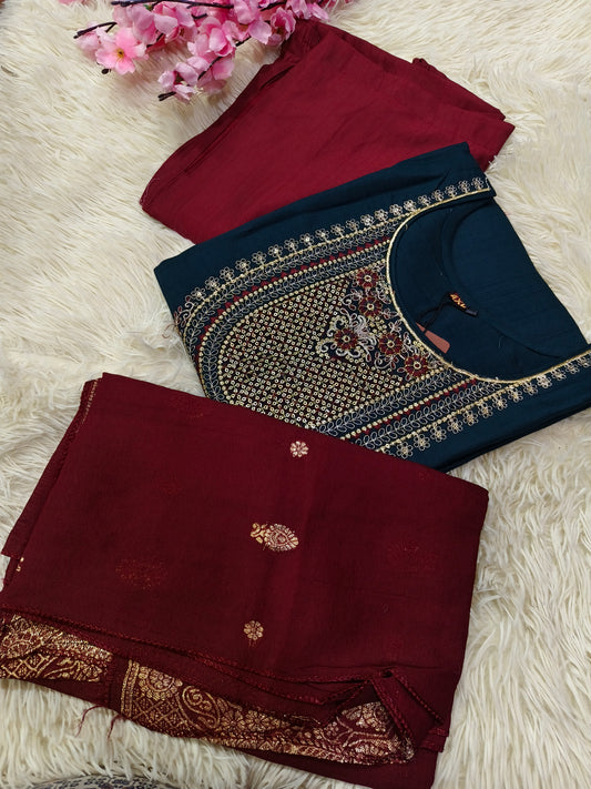 Maroon With Teal Blue Eelgent designer suits