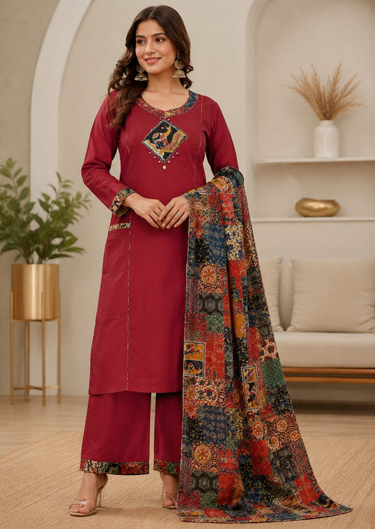Red cotton salwar suits