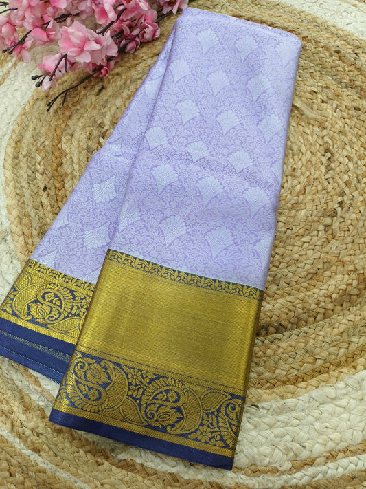 Lavender with Blue soft silk saree