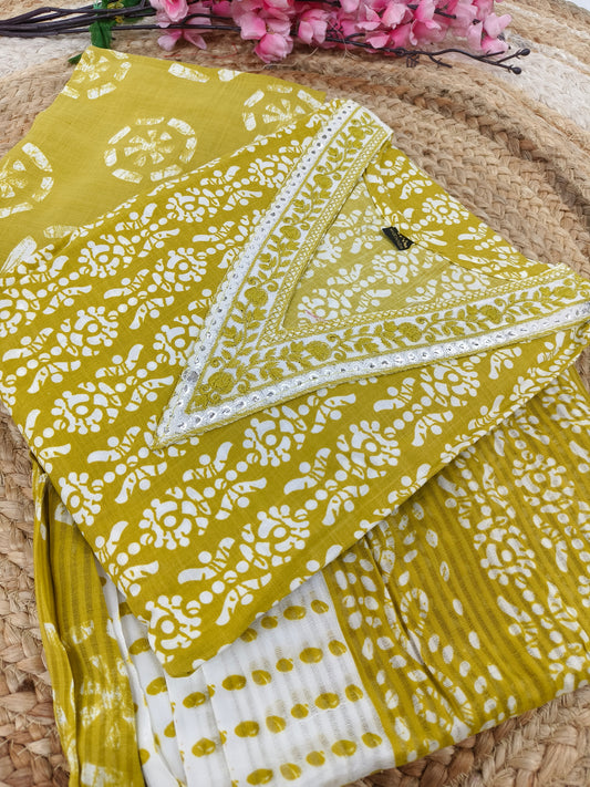 Yellow Cotton sets with duppatta