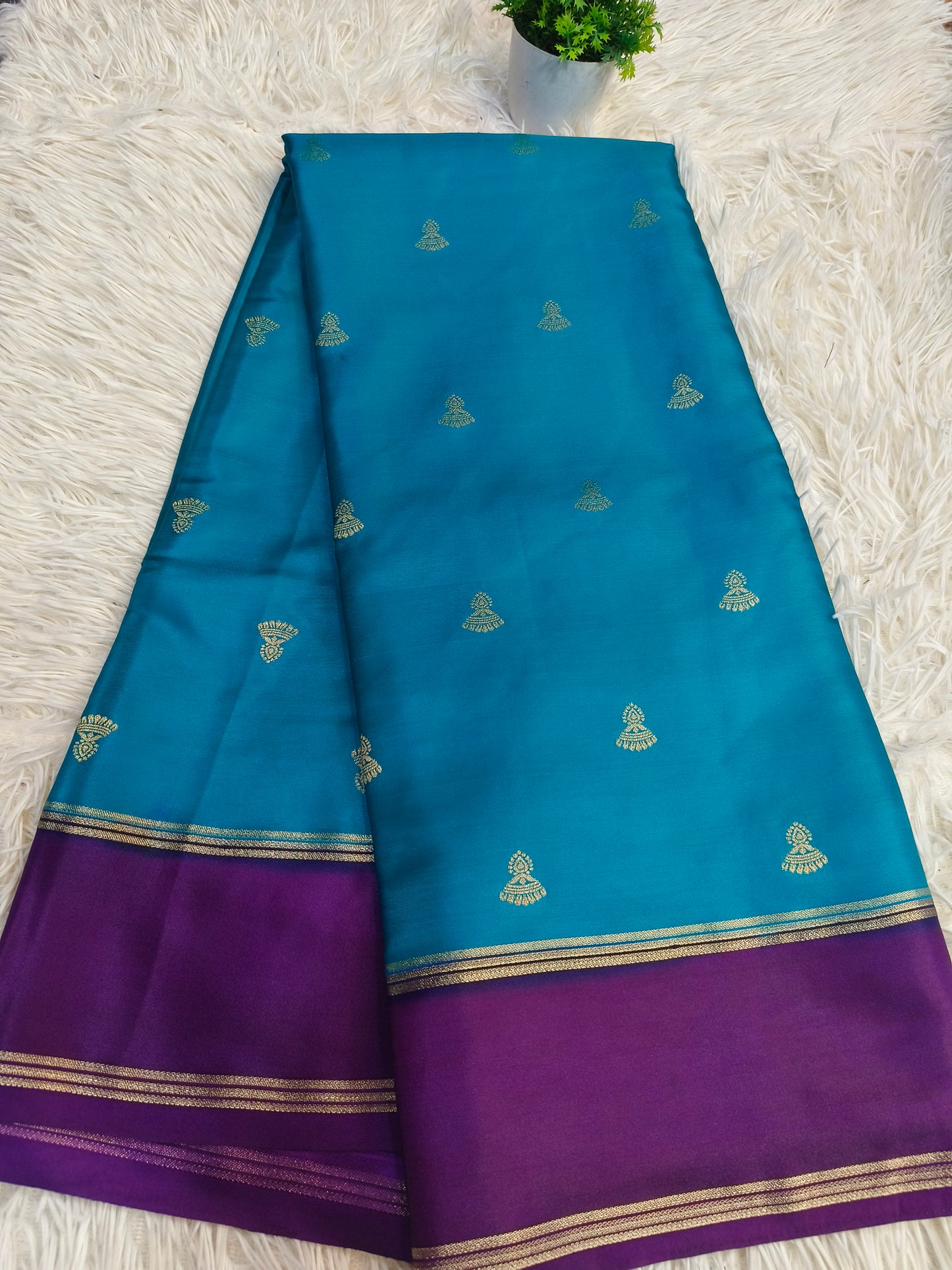 Blue with purple  Elegant gaji silk saree