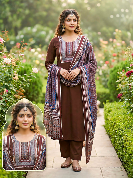Brown Designer straight cut suit