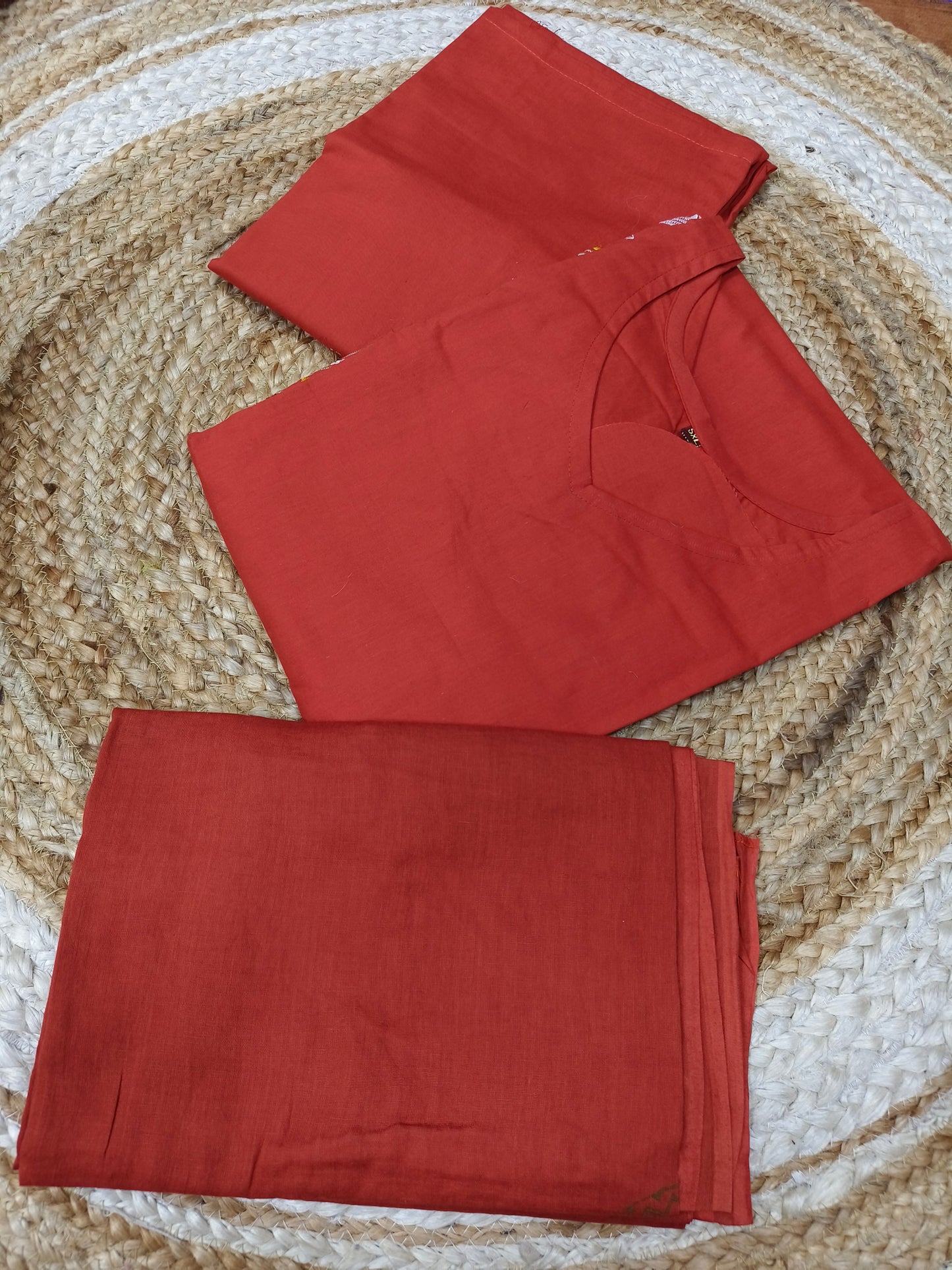 Rustic Orange Eelgent Pure cotton side cut suits